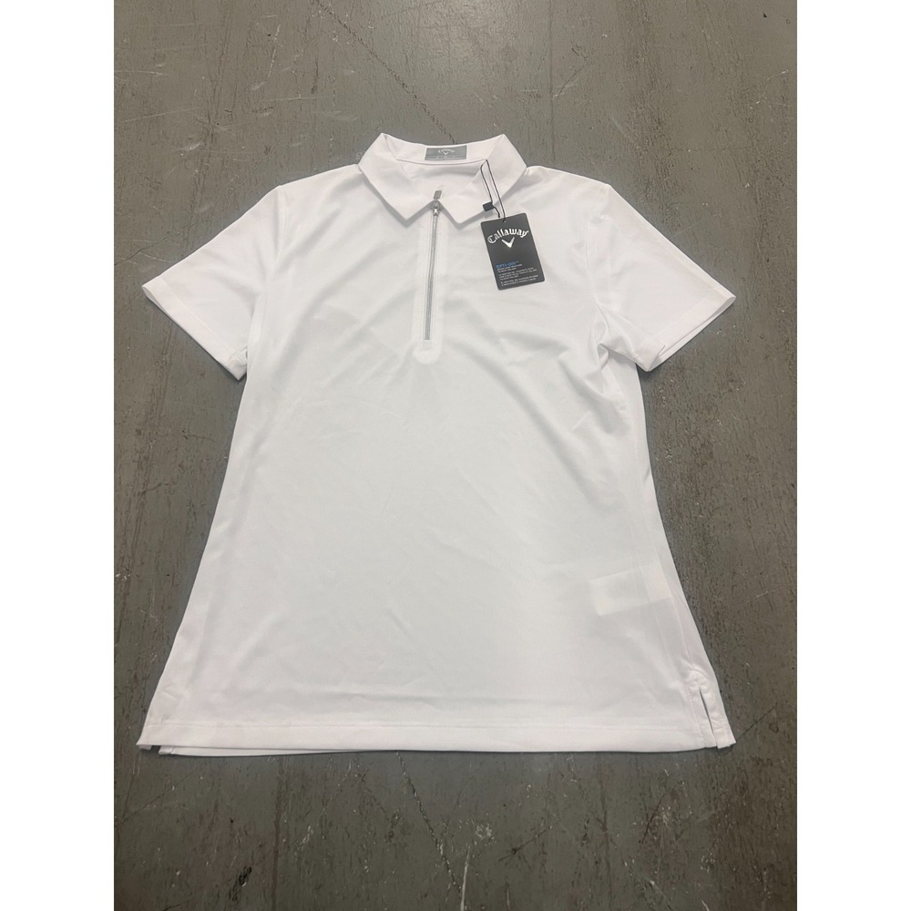 Callaway Polo Shirt Womens Small White Opti-Dri Short Sleeve Performance NWT
